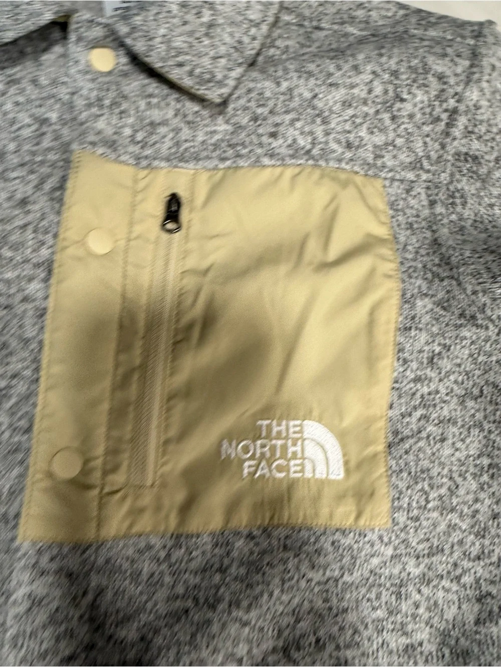 The North Face Kids Heather Gray Jacket with Beige Chest Pocket